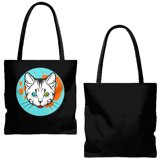 Hello cat, best halloween scary head Tote Bags (AOP)