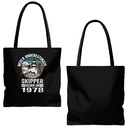 Never Underestimate Skipper Born In 1978 Tote Bags (AOP)