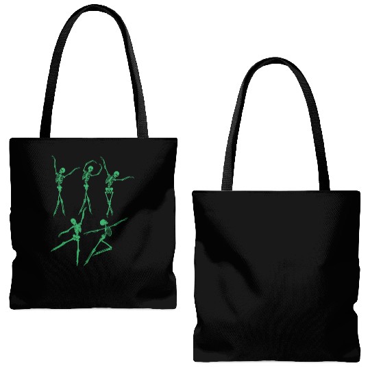Green Dancing Skeleton Tote Bags (AOP)