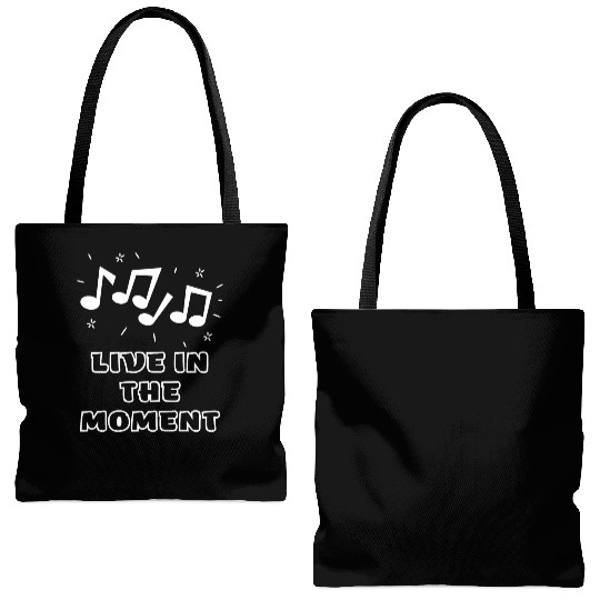 LIVE IN THE MOMENT Tote Bags (AOP)