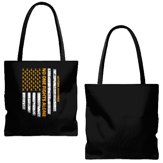 No One Fights Alone Usa Flag Leukemia Awareness Tote Bags (AOP)