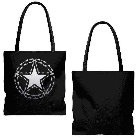 Barbed Wire US Army Star Tote Bags (AOP)