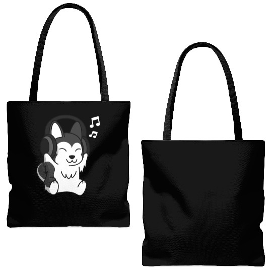 Music Lover Husky Tote Bags (AOP)
