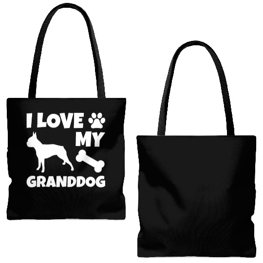 I Love My Granddog Boston Terrier Tote Bags (AOP)