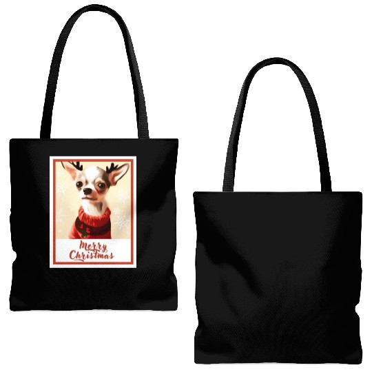 Christmas portrait of a little chihuahua dog. Tote Bags (AOP)