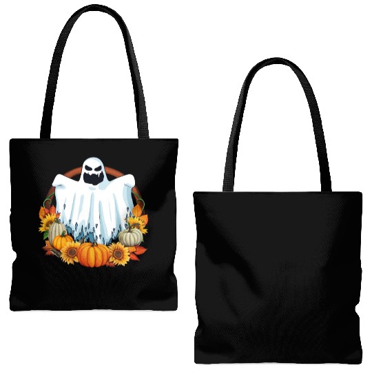 Ghost Pumpkins Flowers Halloween Fall Lover Tote Bags (AOP)
