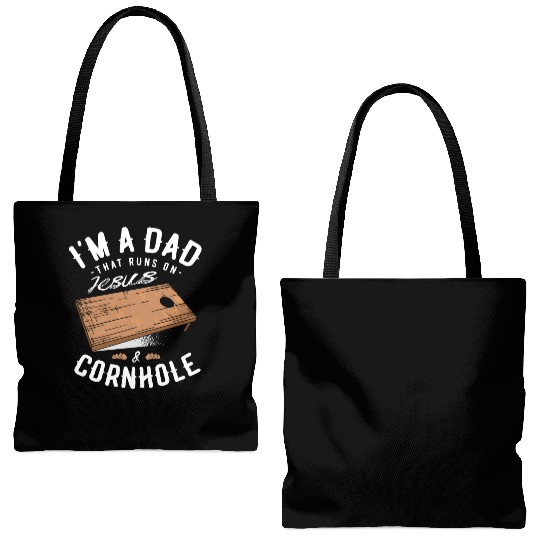 A Dad That Runs On Jesus And Cornhole Christian Tote Bags (AOP)