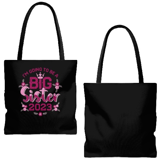 Big Sis 2023 - Big Sister Baby Family Birth Girl Tote Bags (AOP)