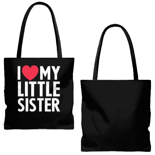I Love My Little Sister Tote Bags (AOP)