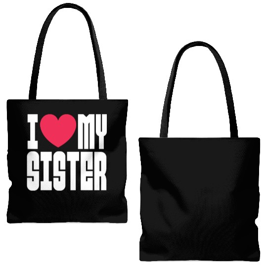 I Love My Sister Tote Bags (AOP)