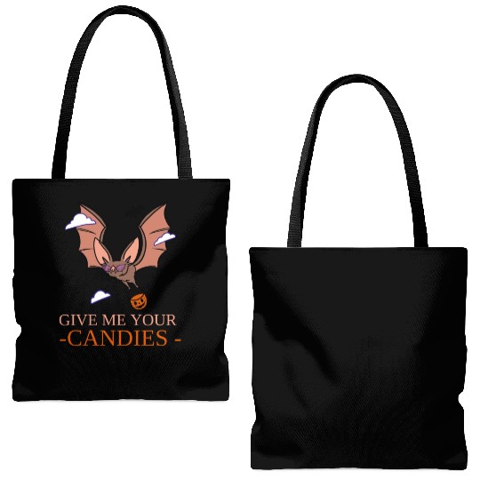 Halloween bat pumpkin trick-or-treat gift idea Tote Bags (AOP)