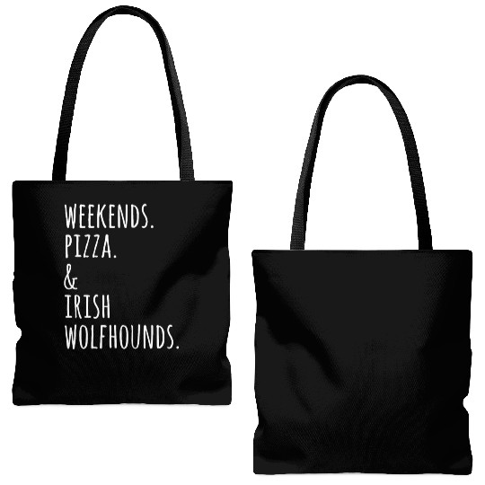 Weekends Pizza And Irish Wolfhound Tote Bags (AOP)