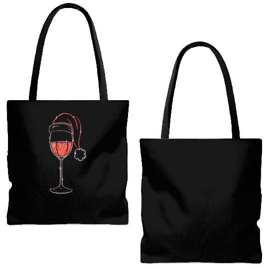 December Alcohol Red Wine Lover Ugly Christmas Tote Bags (AOP)