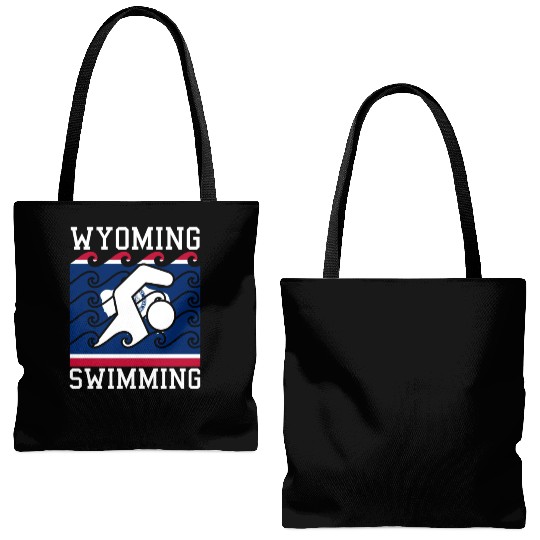 Wyoming Flag Swimming Team Swim Swimmer US State Tote Bags (AOP)