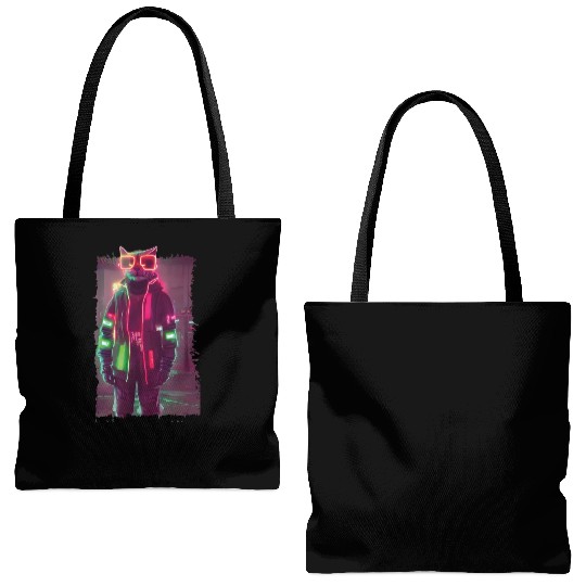 Cyberpunk Cat Tote Bags (AOP)