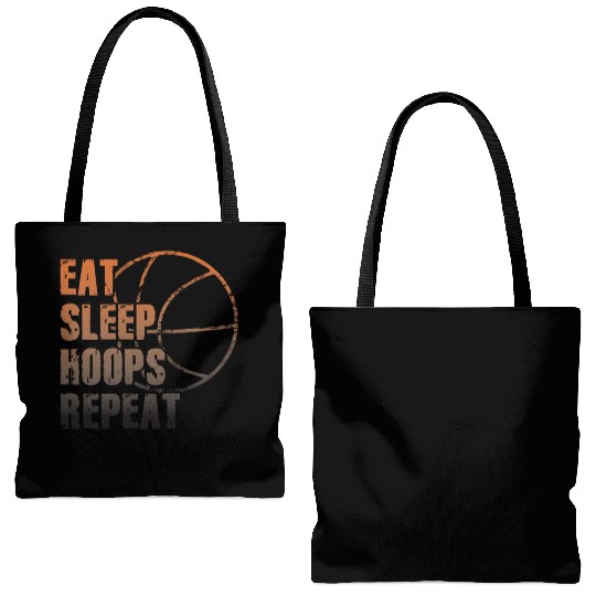 Eat Sleep Hoops Repeat Basketball Tote Bags (AOP)