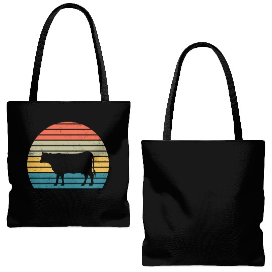 Cow Lover Farmer Retro Vintage Farm Animal Tote Bags (AOP)