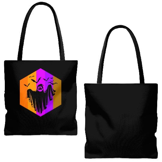 Halloween Theme Cute Ghost Bat Coffee Lover Mug Tote Bags (AOP)