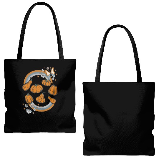 Halloween Theme Cute Pumpkins Rainbow Coffee Tote Bags (AOP)