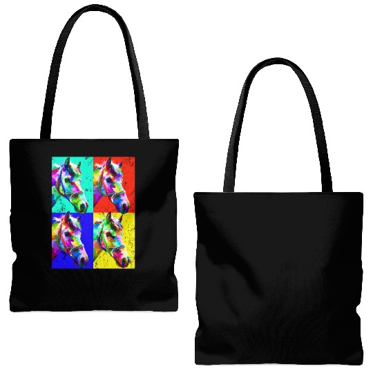 Pop Art Horse Farm Animal Lover Funny Horseback Ri Tote Bags (AOP)