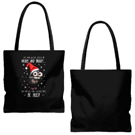 Santa Hat Christmas bird owl Christmas owls gift Tote Bags (AOP)