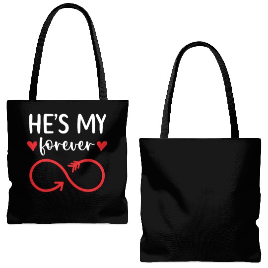He's My Forever Wedding Anniversary Marriage Tote Bags (AOP)