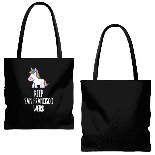 Keep San Francisco Weird Unicorn Liberal Eccentric Tote Bags (AOP)