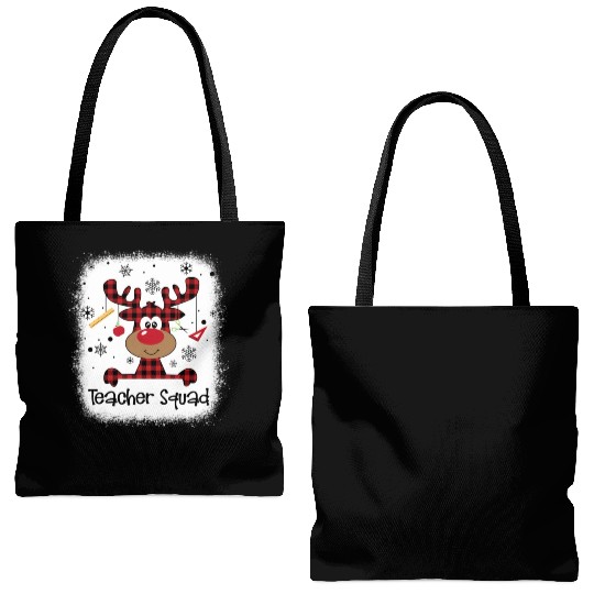 Bleached Teacher Squad Reindeer Funny Teacher Tote Bags (AOP)