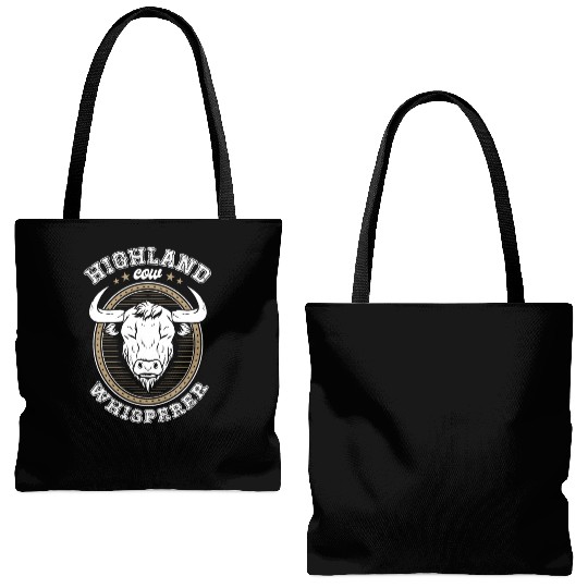 Highland Cow Whisperer Grass Puppy Cow Farmer Tote Bags (AOP)