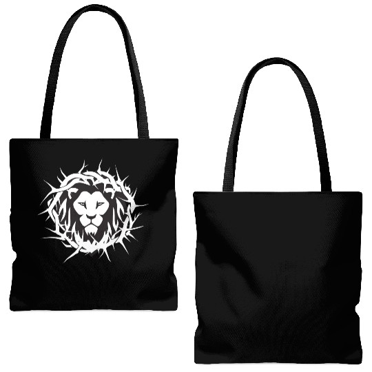 Lion of Judah With A Crown of Thorns Christian Tote Bags (AOP)