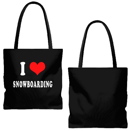 I love Snowboarding Tote Bags (AOP)