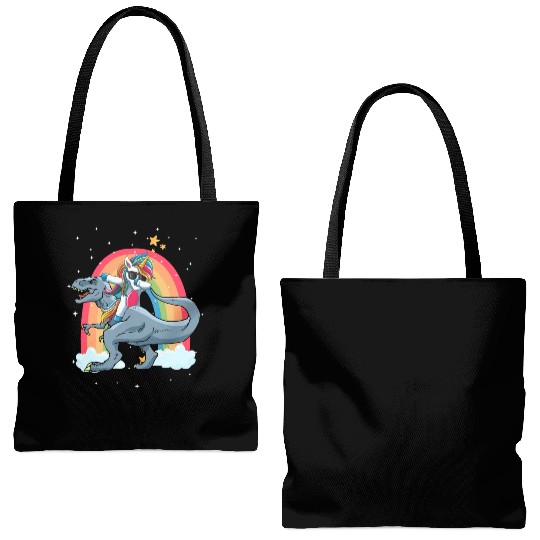Dabbing Unicorn Riding T Rex Boys Girls Halloween Tote Bags (AOP)