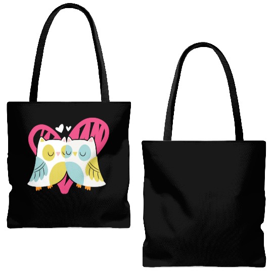 Owl Valentines Day Hearts Day Cupid Bird Lover Tote Bags (AOP)