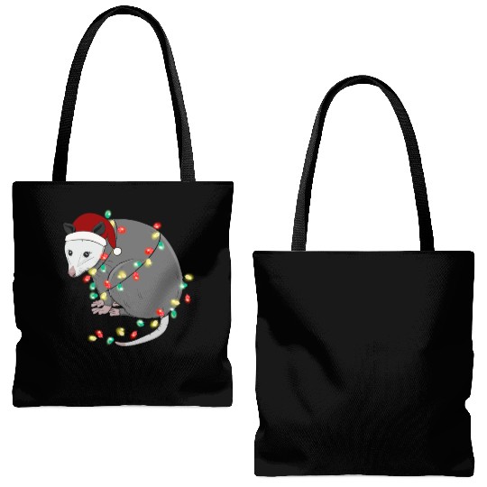 Christmas Animal Opposum Light Chain Hat Tote Bags (AOP)