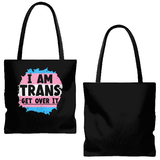 I Am Trans Get Over It LGBTQ Pride Transgender Tote Bags (AOP)