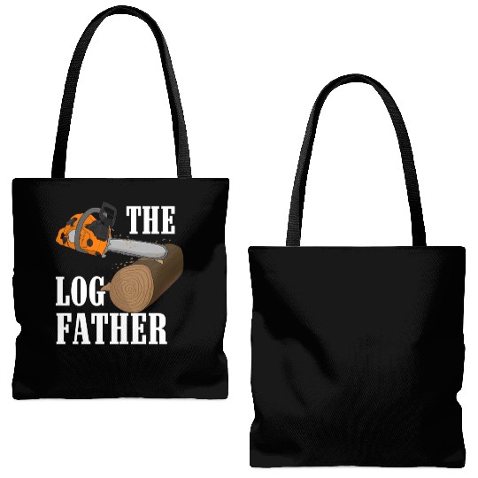 Lumberjack Orange Chainsaw Tote Bags (AOP)