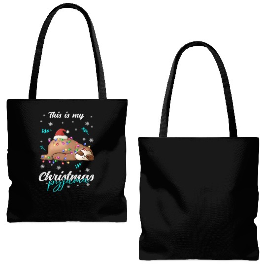 Winter Christmas Pyjama Sloth Tote Bags (AOP)