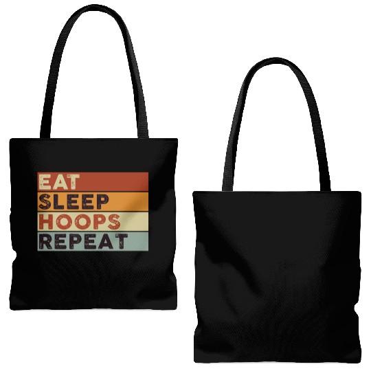 Eat Sleep Hoops Repeat Basketball Tote Bags (AOP)