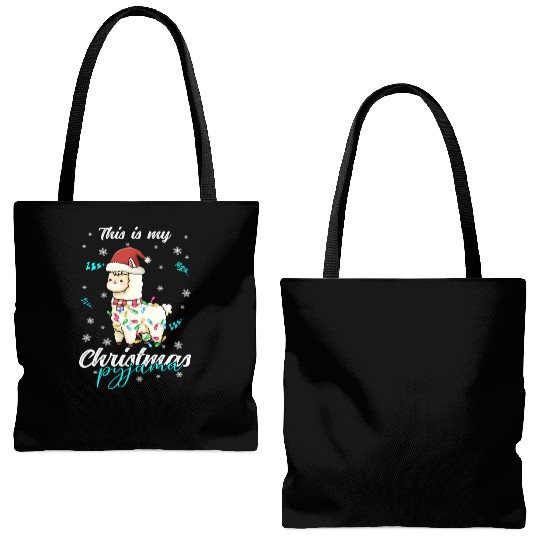 Winter Christmas Pyjama Llama Tote Bags (AOP)
