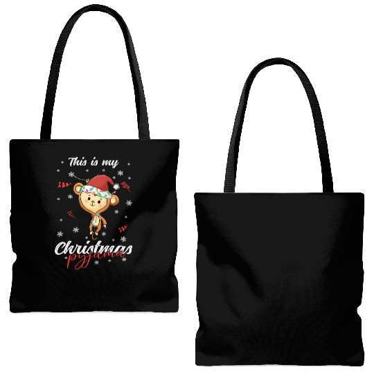 Winter Christmas Pyjama Monkey Tote Bags (AOP)