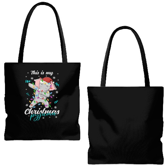 Winter Christmas Pyjama Elephant Tote Bags (AOP)