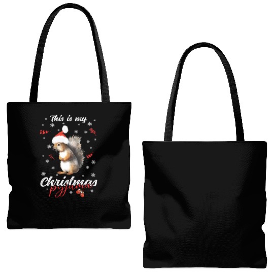 Winter Christmas Pyjama Squirrel Tote Bags (AOP)