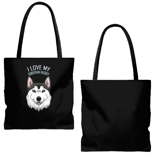 Dog Lover - I Love My Siberian Husky Tote Bags (AOP)