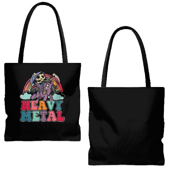 Heavy Grim Unicorn Rainbow Metal Music Lover Rock Tote Bags (AOP)
