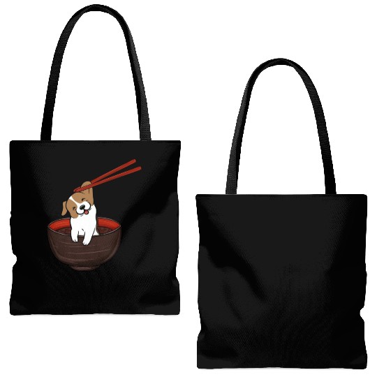 Jack Russell Terrier Dipping Noodles Tote Bags (AOP)