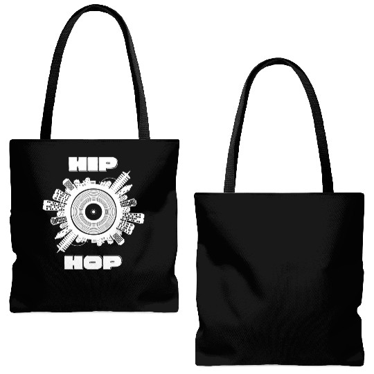 Hip Hop Vinyl City (White) Tote Bags (AOP)