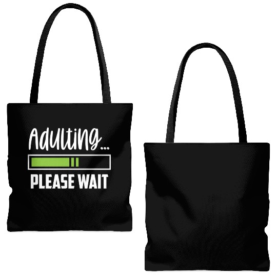 Adulting Please Wait Adult Birthday Adulthood Tote Bags (AOP)