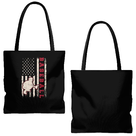 Baseball Catcher USA Flag Patriotic American Flag Tote Bags (AOP)
