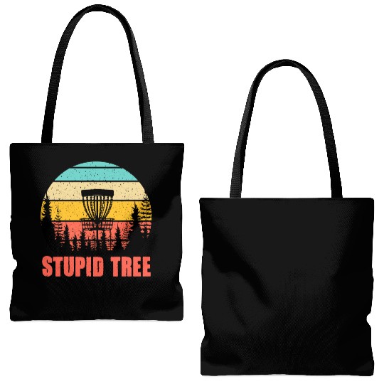 Disc Golf Funny Stupid Tree Retro Disc Golf Gift Tote Bags (AOP)