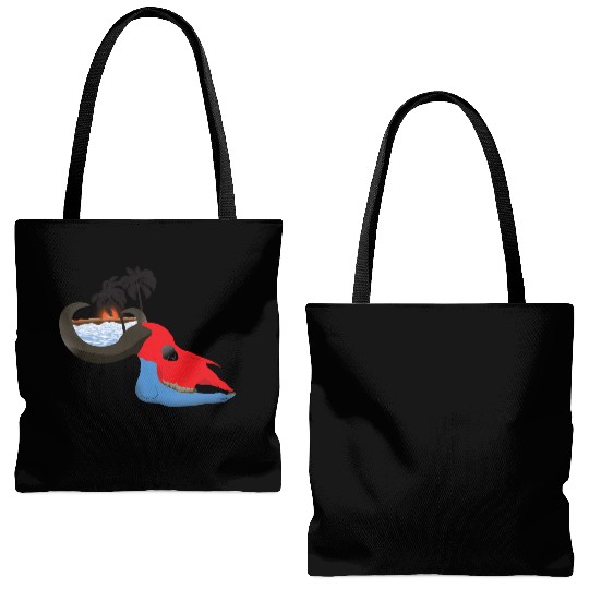 buffalo skull colorful Tote Bags (AOP)